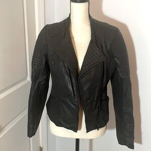 Black Faux Leather Moto Jacket Size Medium